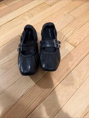 Free People Black Double-Strap Mary Jane Flats